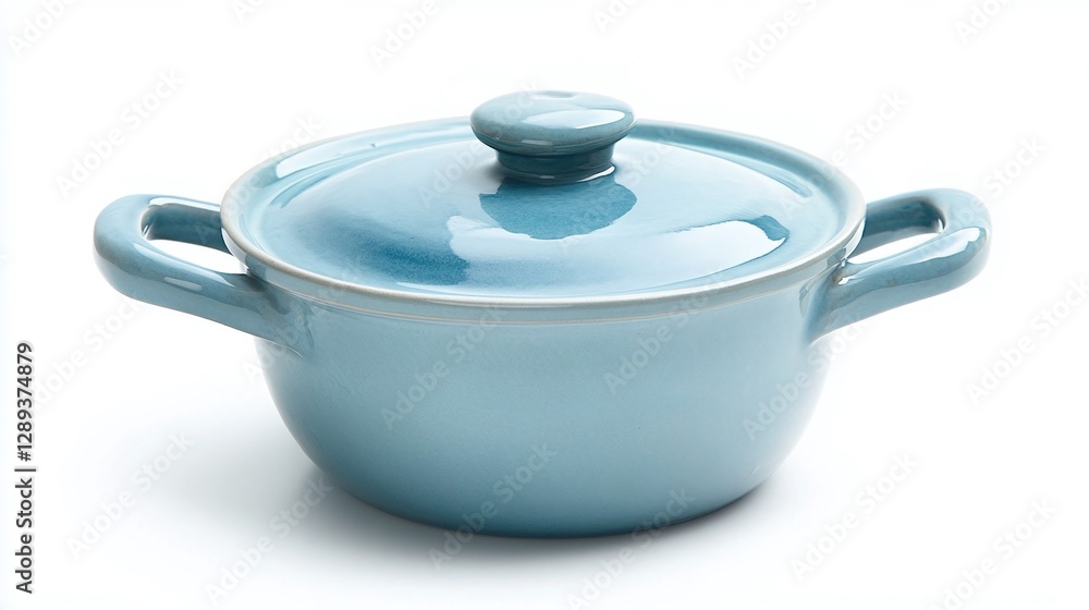 Watercolor Blue Saucepan with Lid - Isolated Image Watercolor Blue Saucepan with Lid - Isolated Image