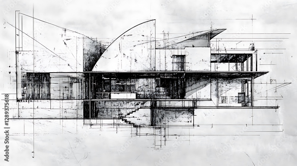 Obraz premium An architectural blueprint plan the house abstract vector blueprint House