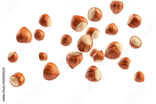 Wallpaper Mural Falling Hazelnut isolated on white background, selective focus 
 Torontodigital.ca