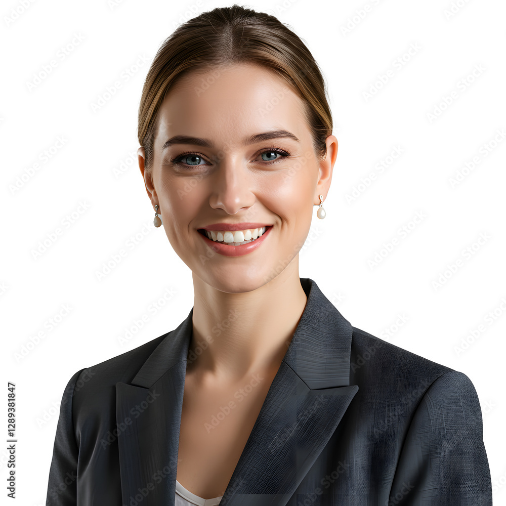 Portrait of a smiling businesswoman manager in a suit, isolated on transparent background Portrait of a smiling businesswoman manager in a suit, isolated on transparent background