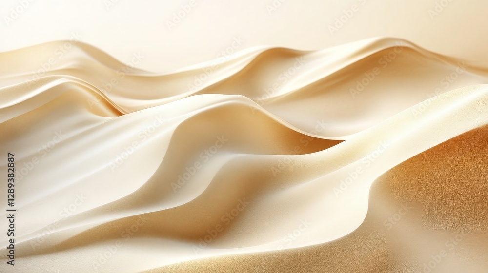 Fototapeta premium The abstract flowing golden sand dunes under a soft bright light