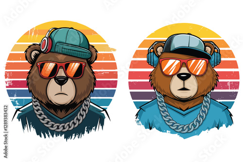 Creative retro style t-shirt design based on different kind on animals