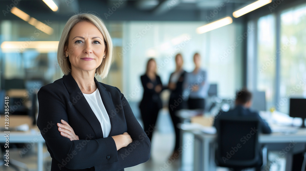 Confident Businesswoman Leading Her Team in a Modern Office Confident Businesswoman Leading Her Team in a Modern Office