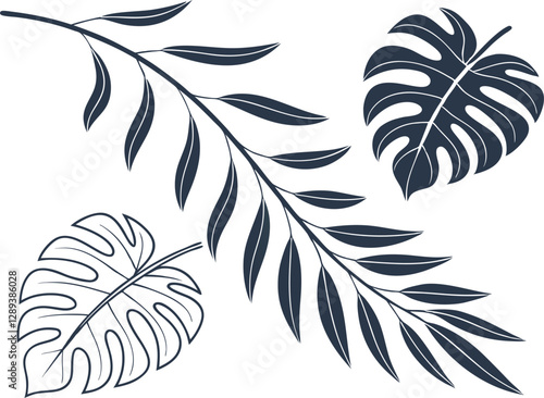 Tropical Leaves Vector Illustration – Exotic Greenery Clipart