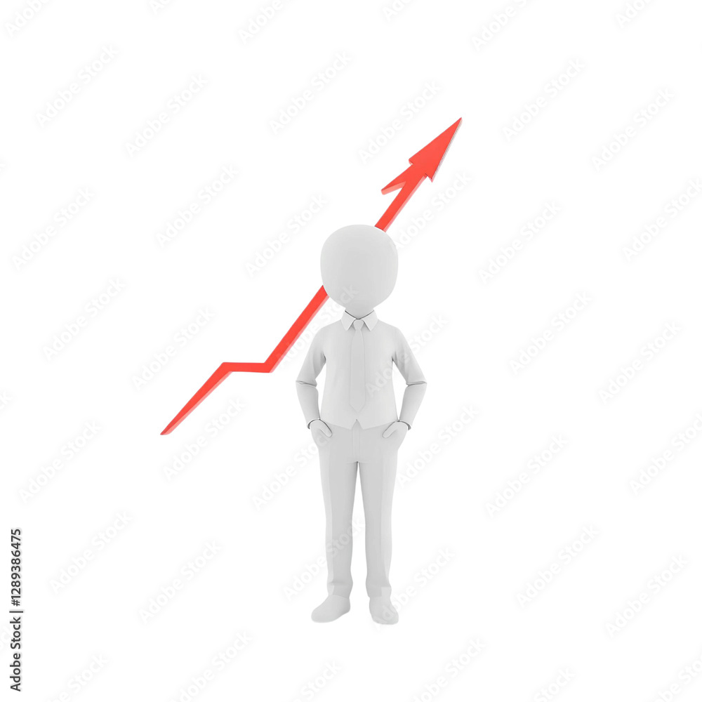 3d faceless businessman standing on an upward red arrow, representing career success and financial growth, high quality png isolated on transparent background 3d faceless businessman standing on an upward red arrow, representing career success and financial growth, high quality png isolated on transparent background