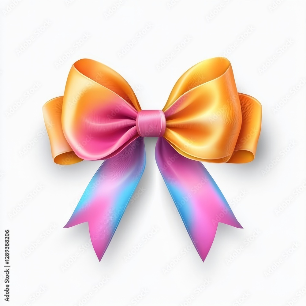 Clean and elegant flat gift icon, simple lines with colorful ribbon bow, isolated neatly on white Clean and elegant flat gift icon, simple lines with colorful ribbon bow, isolated neatly on white