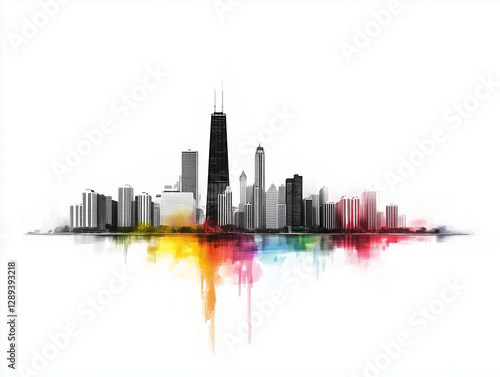 stadt, silhouetten, bauwerk, ortsbild, silhouette, architektur, vektor, hochhaus, städtisch, chicago,  usa, abbildung, business, pueblo, emporragen, down town, himmel, büro, bauwerk, orientierungspunk