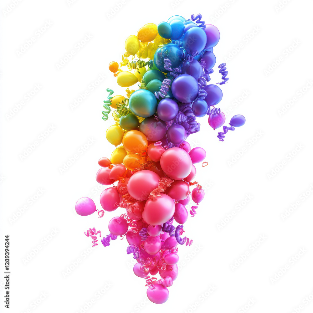 LGBTQ+ pride balloons floating in the air, vibrant rainbow colors, isolated white background, cinematic 8K hyper-realism LGBTQ+ pride balloons floating in the air, vibrant rainbow colors, isolated white background, cinematic 8K hyper-realism