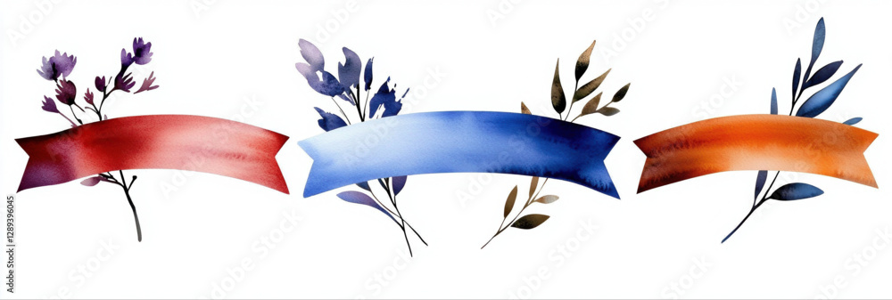 Obraz premium Collection of watercolor element and decoration for website design