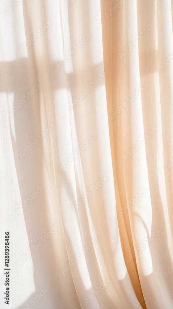Obraz premium Sunlight filtering through sheer curtains creating soft abstract patterns