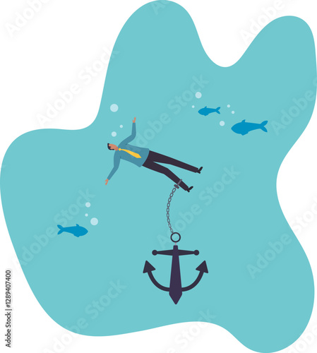 Sunk cost investment problem, cost that already been incurred and effect investing decision, psychology or money loss aversion.business concept.flat character.