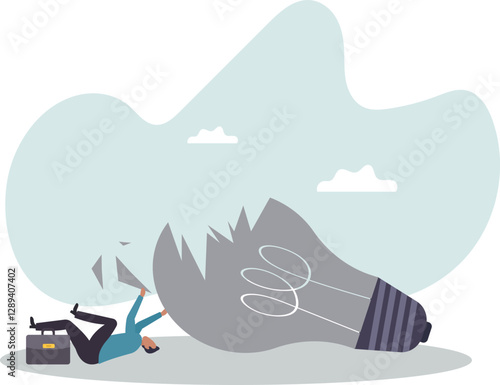 Uninspired or motivation after business failure, burnout or exhausted from crisis, no new idea or inspiration.business concept.flat character.