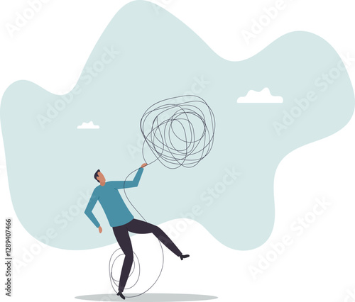 Leadership to deal and handle business problem, skill and decision to overcome difficulty or uncertainty, crisis management .business concept.flat character.