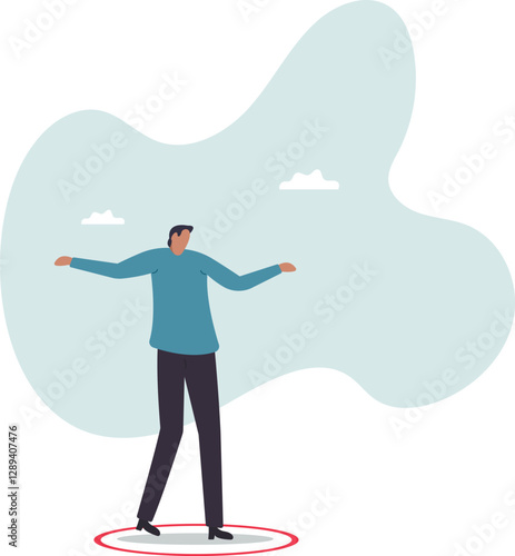 Business boundary, limitation or framing that prevent progress work, prohibited activity that limit business or career growth.business concept.flat character.