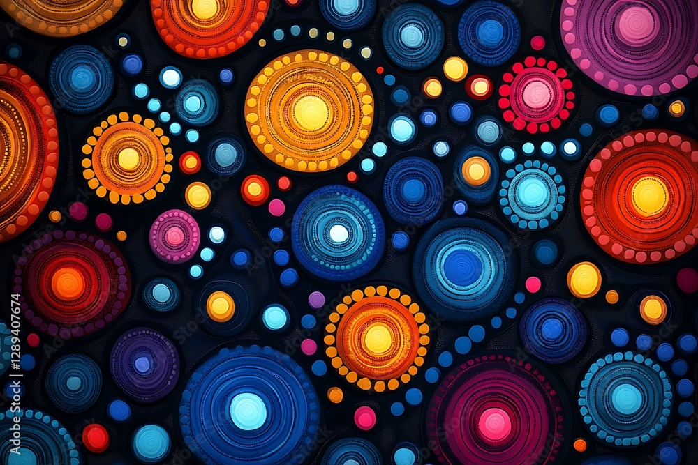 Fototapeta premium Vibrant Abstract Circle Pattern on Dark Background