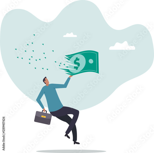 Lose money investment in financial crisis, profit and loss in business or deflation and inflation .business concept.flat character.