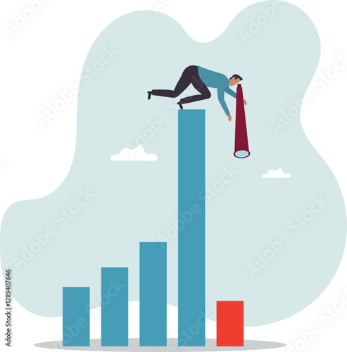 Next economic recession forecast or prediction, stock market decline or revenue decrease, low performance or GDP falling down.business concept.flat character.