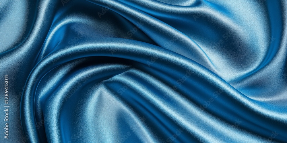 Fototapeta premium Vivid blue satin texture background with dynamic folds and bright highlights presenting a contemporary and striking appearance suitable for various design projects