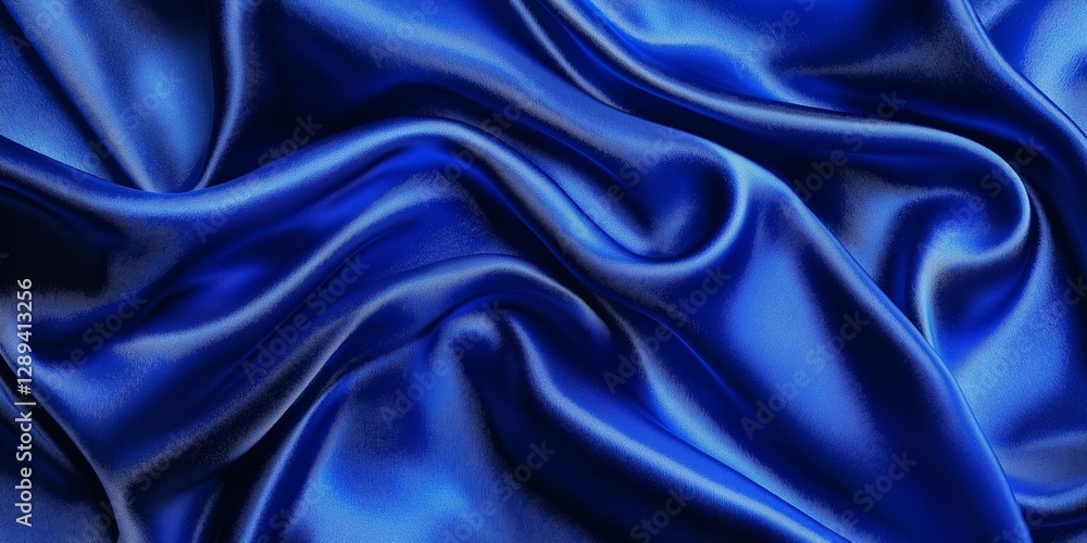 Obraz premium Elegant abstract background featuring classic royal blue satin texture with bright highlights and deep shadows for a dramatic effect