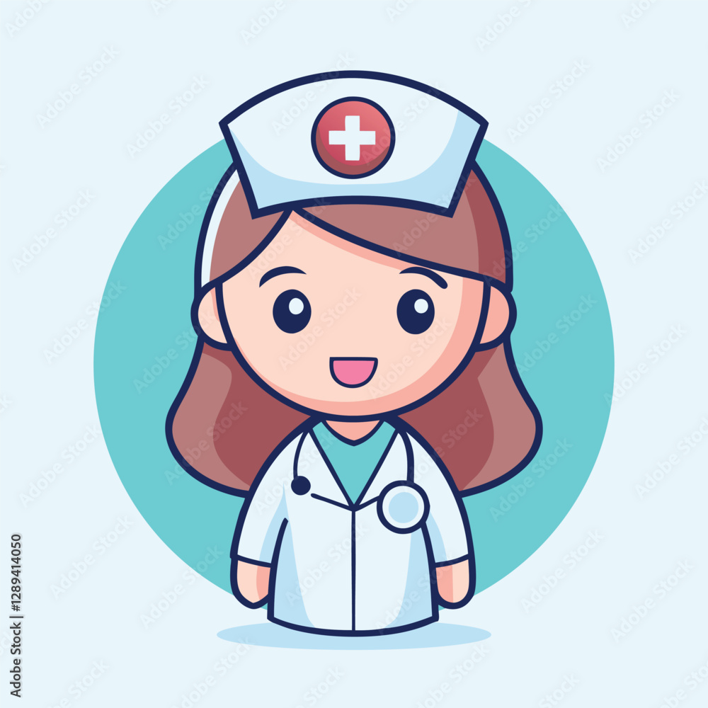Cute Female Nurse Cartoon Vector Illustration Cute Female Nurse Cartoon Vector Illustration