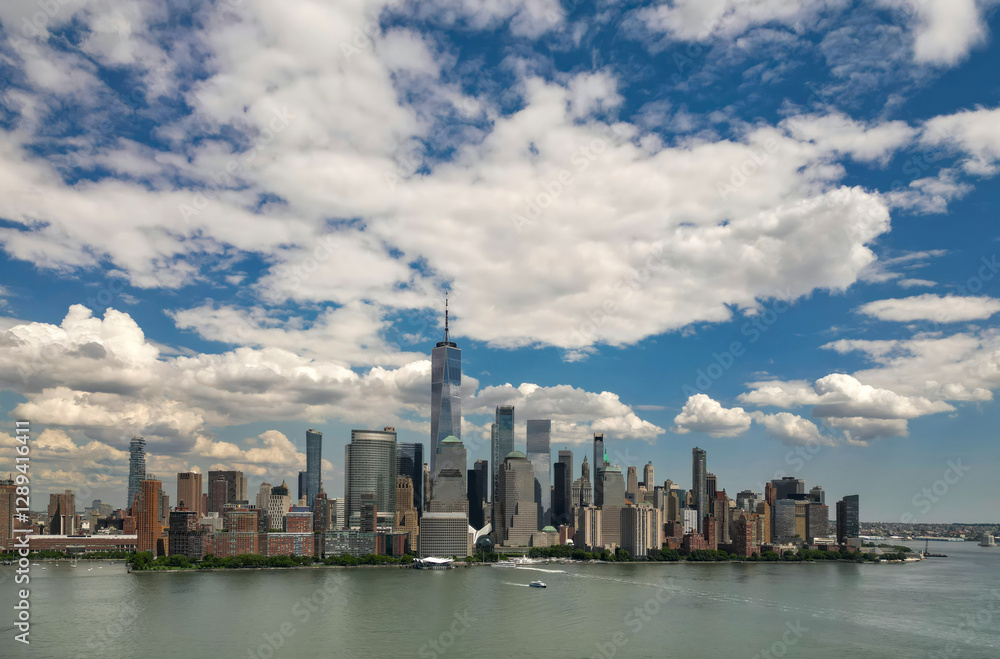 Obraz premium Manhattan skyline, New York, United States. Aerial Panorama of New York city skyscrapers in Manhattan. USA NYC. NY city. Lower NYC skyline. New York cityscape. America, New York City. NYC landmark.