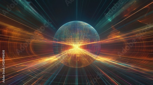 A futuristic digital sphere expanding from the center