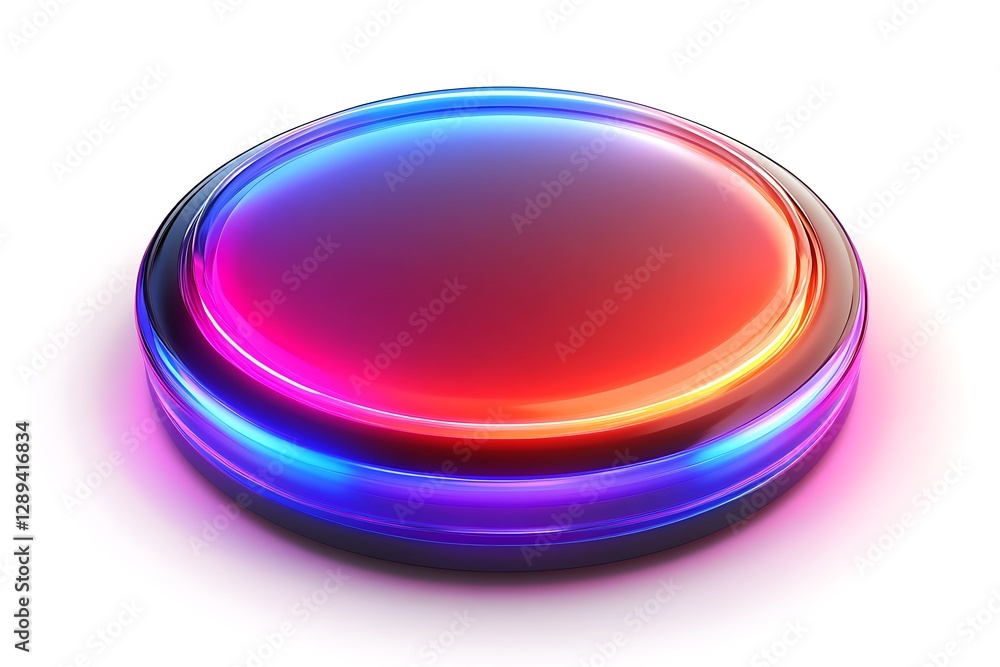 Fototapeta premium Vibrant, 3D Rendered Button with Neon Glow