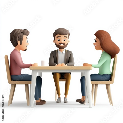 Young person in 3D cartoonstyle live interview scene