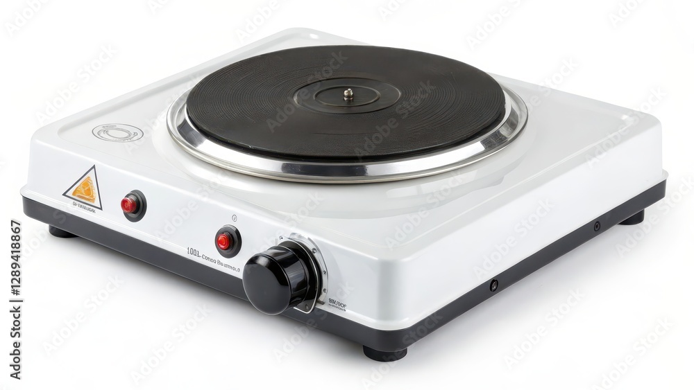 Single Electric Hot Plate on White Background Single Electric Hot Plate on White Background