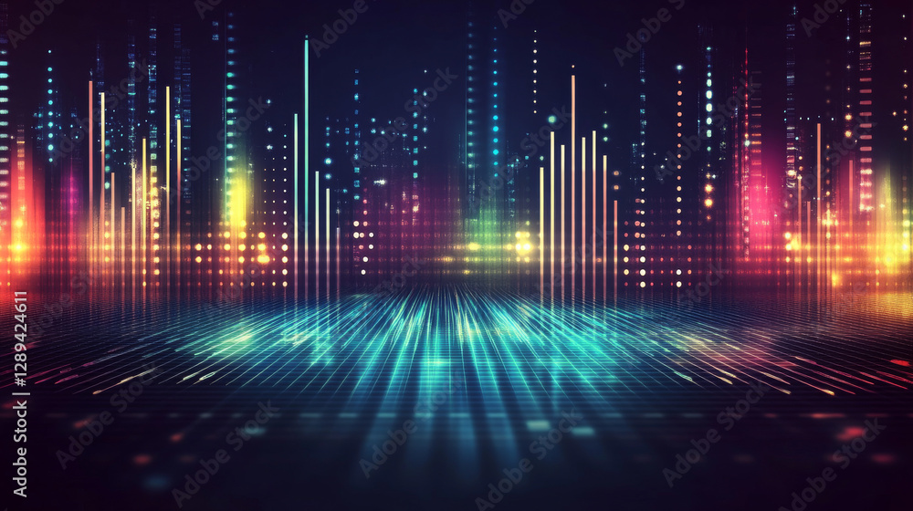 Sleek and modern sound wave equalizer, depicted as a vector illustration against a dark background in EPS 10 format Sleek and modern sound wave equalizer, depicted as a vector illustration against a dark background in EPS 10 format