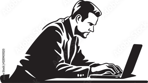 Crafting the Narrative The Creative Process of a Man Typing on His Laptop