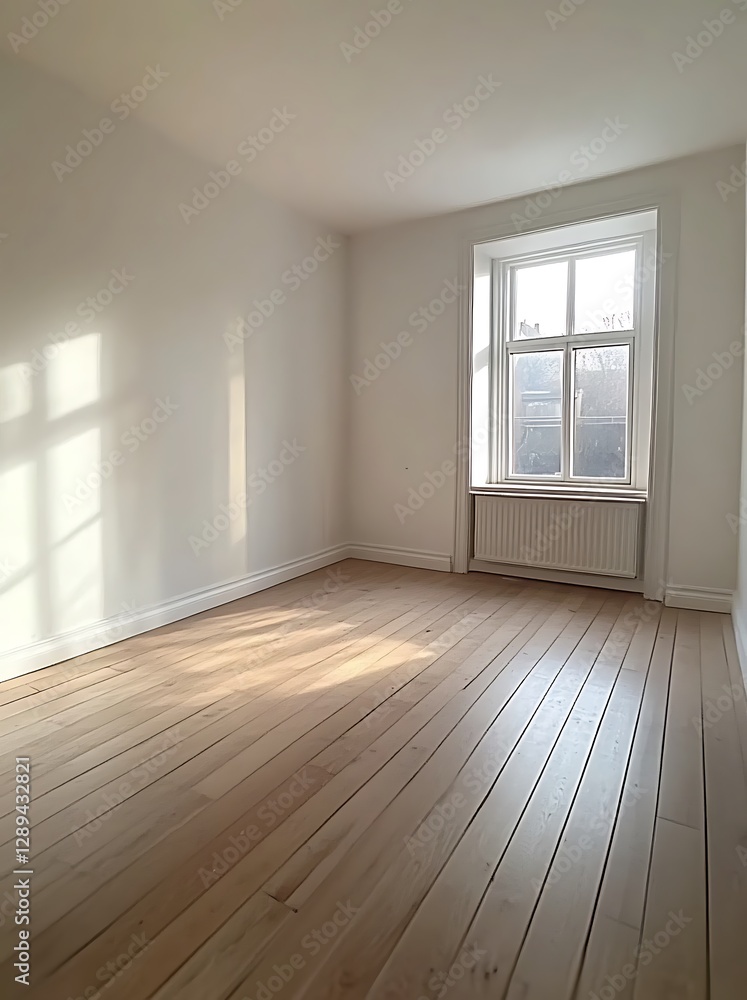 Obraz premium Minimalist empty room wooden floor high resolution photo