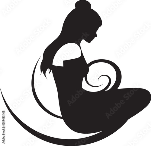 A Pregnant Woman Sitting in a Garden Swing  Slowly Rocking Back and Forth as She Enjoys the Breeze