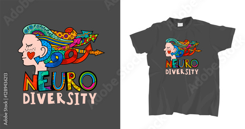 Colorful t-shirt print for neurodivergent people. We all are different.