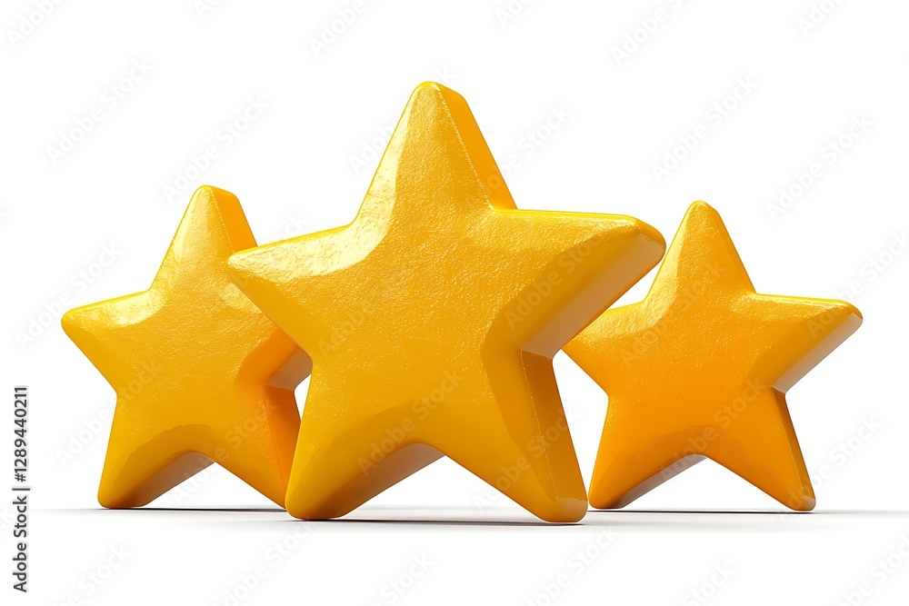Three Shiny Yellow Stars Representing Positive Feedback Three Shiny Yellow Stars Representing Positive Feedback