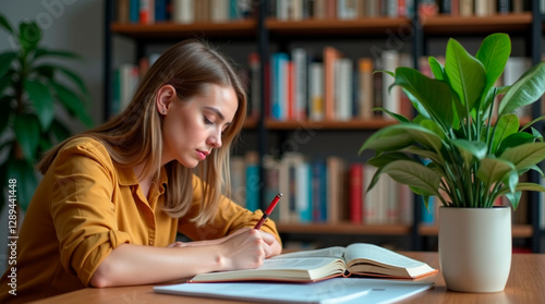 woman reading a book photo