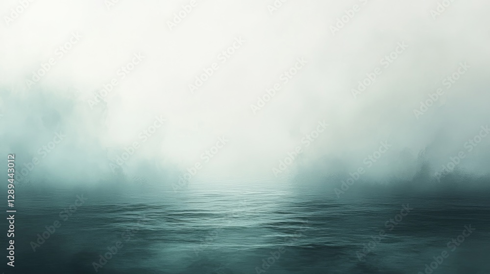Misty Ocean Water Surface Reflects Light From The Overcast Sky Misty Ocean Water Surface Reflects Light From The Overcast Sky