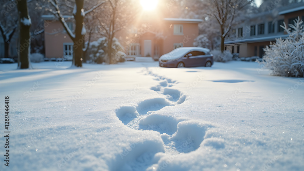 Footprints in Snow at School Courtyard. Ultra Realistic Snow Scenes. Discovering Paths in Winter. Exploring Courtyard Footprints. Footprints in Snow at School Courtyard. Ultra Realistic Snow Scenes. Discovering Paths in Winter. Exploring Courtyard Footprints.