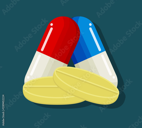 Pill and capsule medicine icon, suitable for health and medicine themes