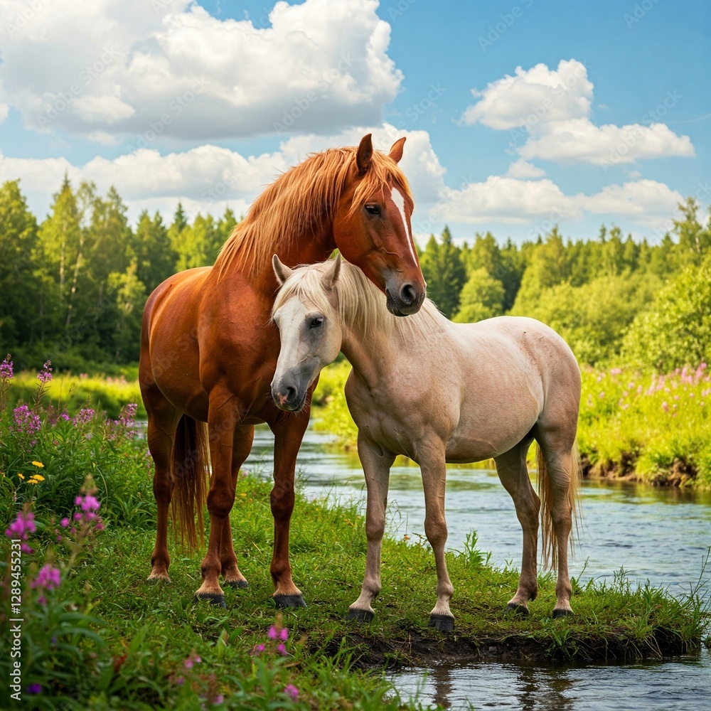 Tranquil Horse Scene, Nature and Animal Beauty Tranquil Horse Scene, Nature and Animal Beauty