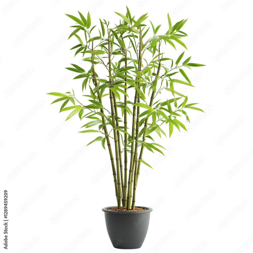 A Vibrant Indoor Bamboo Plant with Slender Stalks Isolated on Transparent Background A Vibrant Indoor Bamboo Plant with Slender Stalks Isolated on Transparent Background