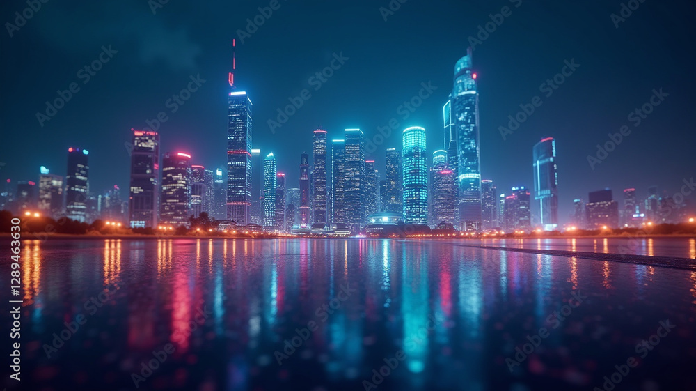 Fototapeta premium Smart city lights adjusting in real-time with 5G