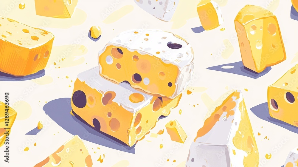 Fototapeta premium Seamless vector background texture of cheese. cheese pattern