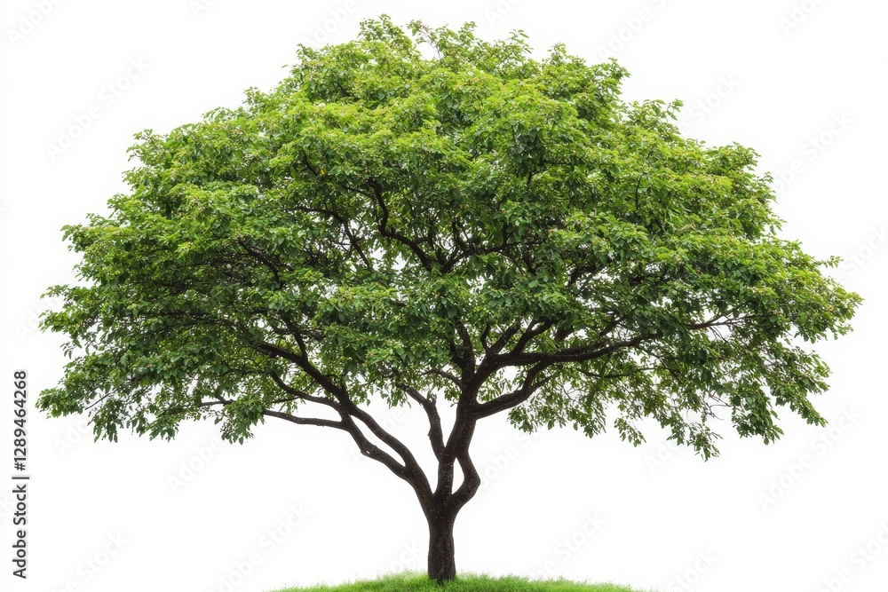 custom made wallpaper toronto digitalBeautiful Green Tree on White Background - A majestic green tree showcasing vibrant leaves and a strong trunk symbolizing nature, growth, life, stability, and tranquility