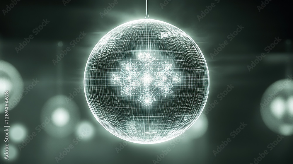 Obraz premium A suspended sphere of transparent grid structures