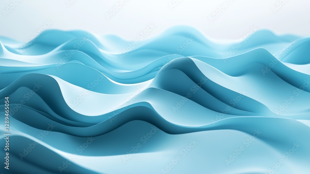 Fototapeta premium Abstract Blue Paper Formations Resembling Fluid Gentle Motion
