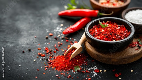 a group of red chili pepper or red bird's eye chili photographed from above - kumpulan cabe merah di foto dari atas photo