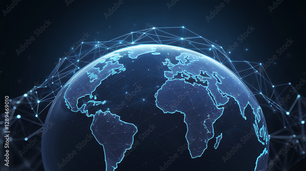 Fototapeta premium Global Network Connection: A Digital World Map