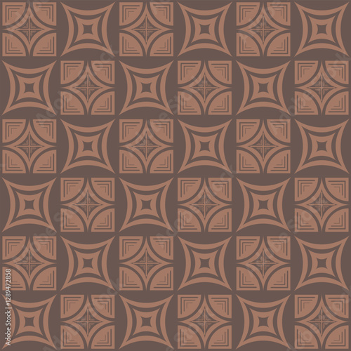 Modified Geometric Squares in Mocha Coffee on a Dark Chocolate background creating a seamless pattern print background