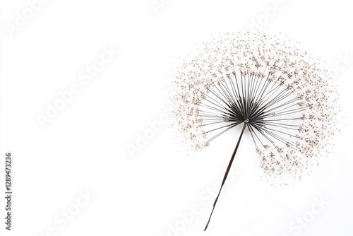 Wallpaper Mural Delicate Nature Inspired Floral Design - A beautifully arranged delicate flower structure with a minimalist white background, showcasing nature's elegance Torontodigital.ca